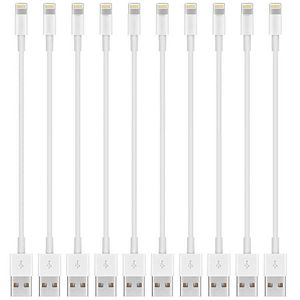 iWill 10 Pack 20cm Short Data Transfer Charger Charging USB Cable Cord for Apple iPhone iPad iPod Bulk White