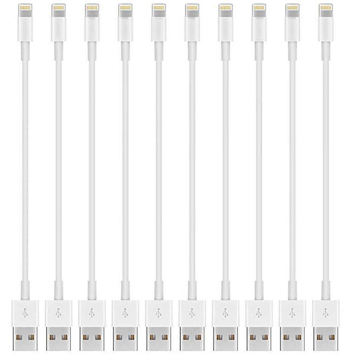 iWill 10 Pack 20cm Short Data Transfer Charger Charging USB Cable Cord for Apple iPhone iPad iPod Bulk White