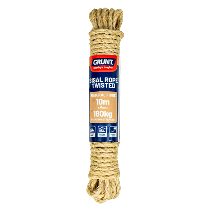 GRUNT 6mm x 10m Sisal Twisted Rope