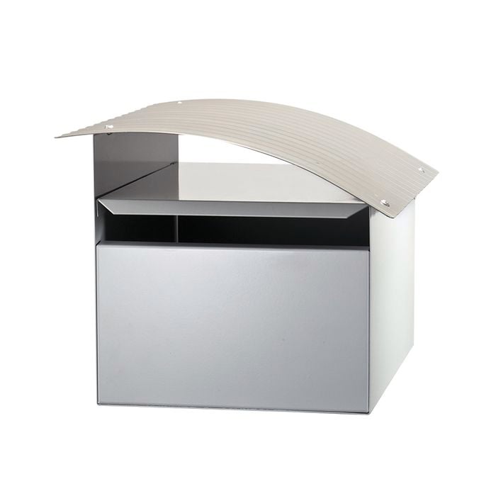 Sandleford 210 x 180 x 290mm White And Silver Ripple Galvanised Letterbox
