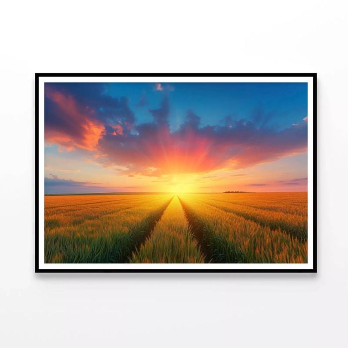 Wheat Fields at Sunset  Print 100% Australian Made 120x90cm  (Poster)