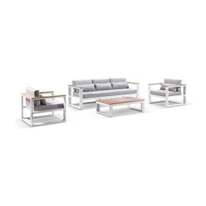 Balmoral 3+1+1 Seater Outdoor Aluminium And Teak Lounge Setting