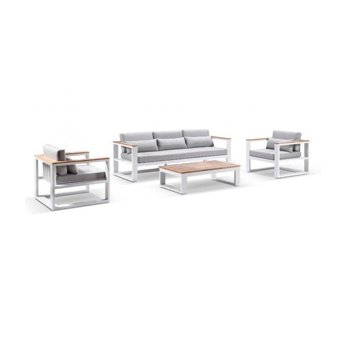 Balmoral 3+1+1 Seater Outdoor Aluminium And Teak Lounge Setting