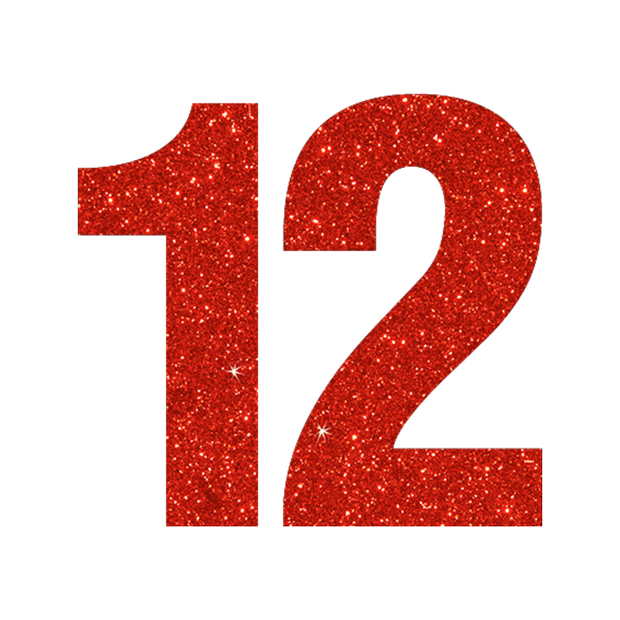 Glitter red number 12.