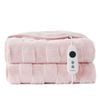 Dreamaker Basketweave Faux Fur Washable Electric Heated Throw Blanket Blush Pink - 180x200cm | Overheat Protection & Auto-off
