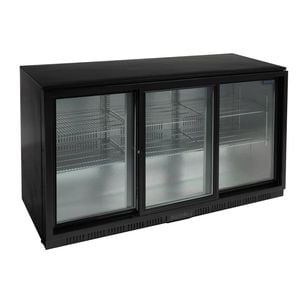 Polar G-series Back Bar Cooler With 3 Sliding Glass Doors 320ltr 1350x520x850mm Commercial Fridge Drink Display