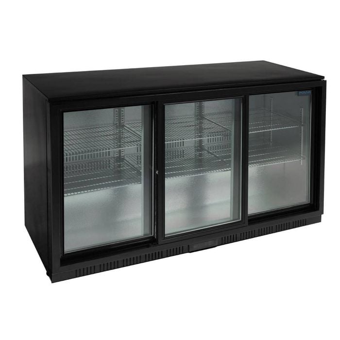 Polar G-series Back Bar Cooler With 3 Sliding Glass Doors 320ltr 1350x520x850mm Commercial Fridge Drink Display