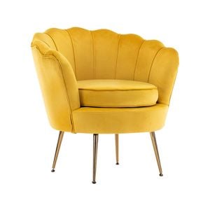 La Bella Shell Scallop Yellow Armchair Lounge Chair Accent Velvet