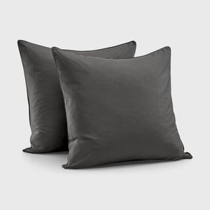 Dreamaker 400TC Premium Cotton Sateen Piped European Pillowcase Charcoal Twin Pack