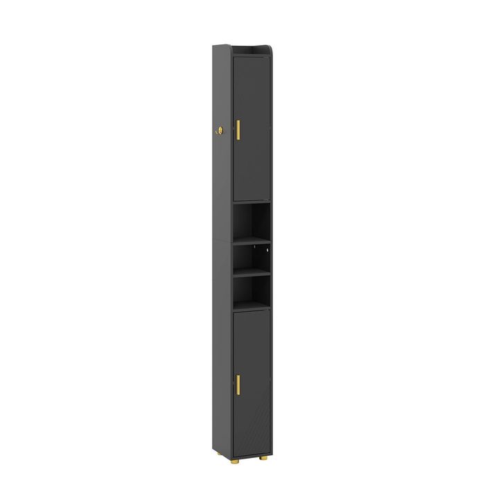 Costway Adjustable Narrow Pantry Cabinet w/Multiple Storage Spaces Black