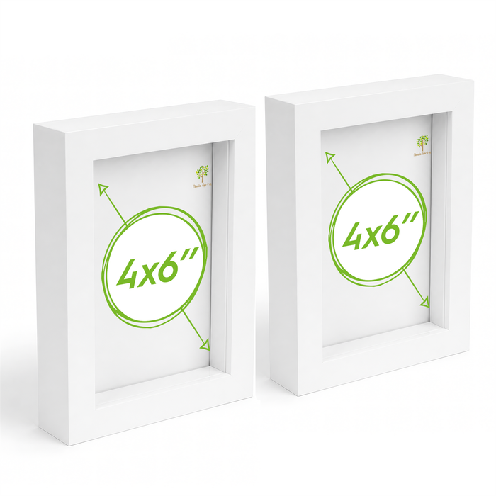 Nicola Spring 3d Box Photo Frames - 4" X 6" - White - Pack Of 2