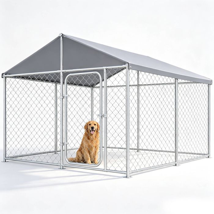 Advwin 2x2x1.8m Heavy Duty Dog Kennel, Large Walk-in Outdoor Pet Run Cage with Waterproof Roof for Large Dogs