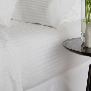 Bedding Co. Fitted Sheet 1200TC Egyptian Cotton White Stripe Cot