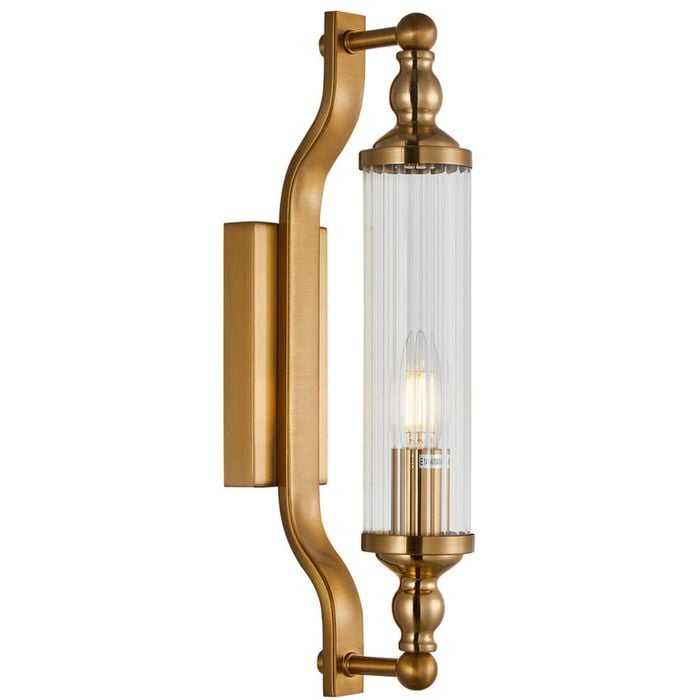 CLA Lighting Rodillo Interior Tubular Clear Glass Wall Light Antique Brass