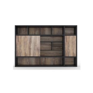Modern Furniture PHOENIX Display Wall Unit 3.0M - Warm Oak & Black