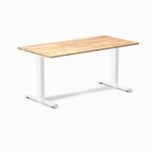 Desky Fixed Height Natural Timber Rubberwood Desk 150x75cm White Leg