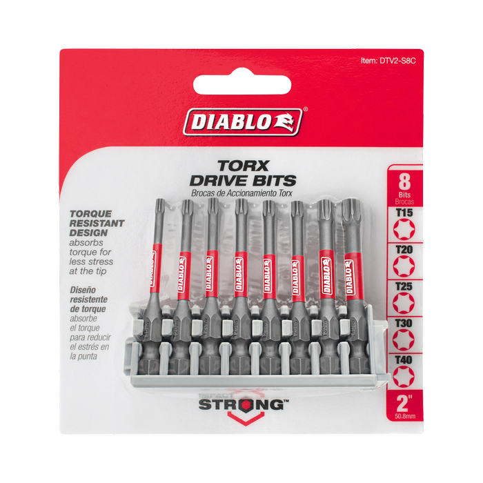 Diablo 50mm 1/4'' Torx Drive Bits - 8 Pack
