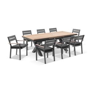 Austin Table 10 Capri Chairs Charcoal & Denim Grey Cushions