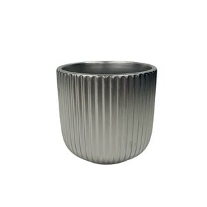 Eden 14.5cm Silver Ceramic Fluted Pot