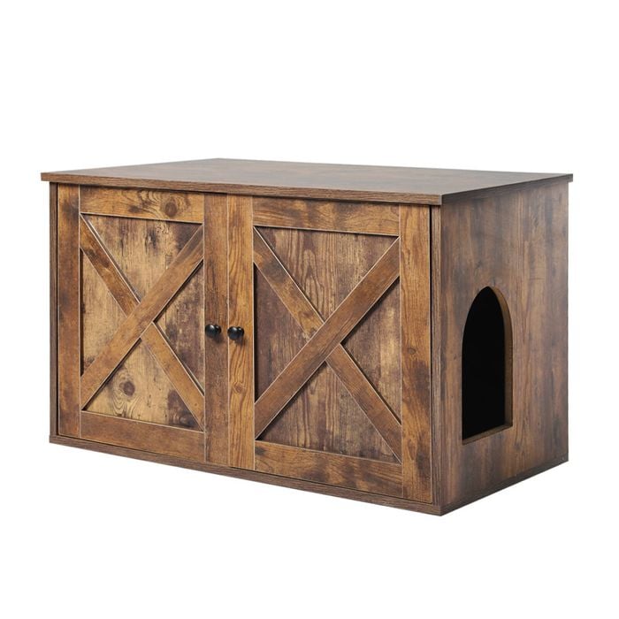 Pawz Enclosed Cat Litter Cabinet Box Brown