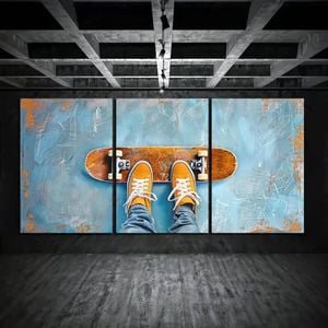 3pcs Skateboard Vibrant Wrapped Print 100% Australian Made 3 x 40x60cm (Metal Print)