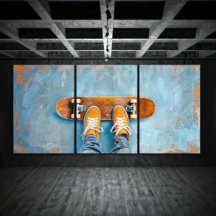 3pcs Skateboard Vibrant Wrapped Print 100% Australian Made 3 x 40x60cm (Metal Print)