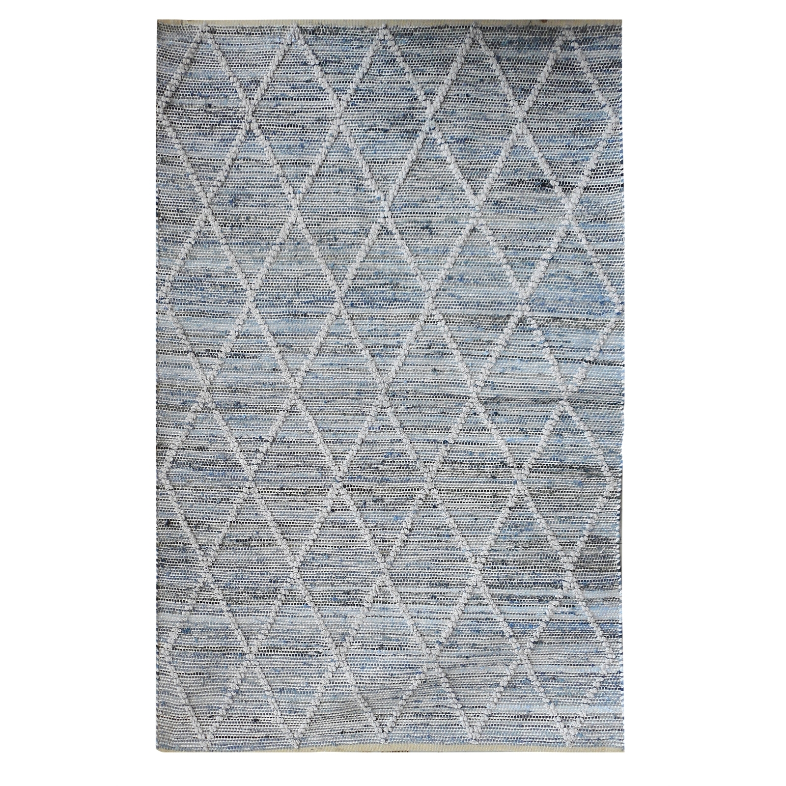 160 x 230cm Ethen Blue/Ivory Hand Woven Cotton/Denim Rug product image