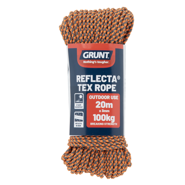 GRUNT 3mm x 20m Orange Reflective Rope
