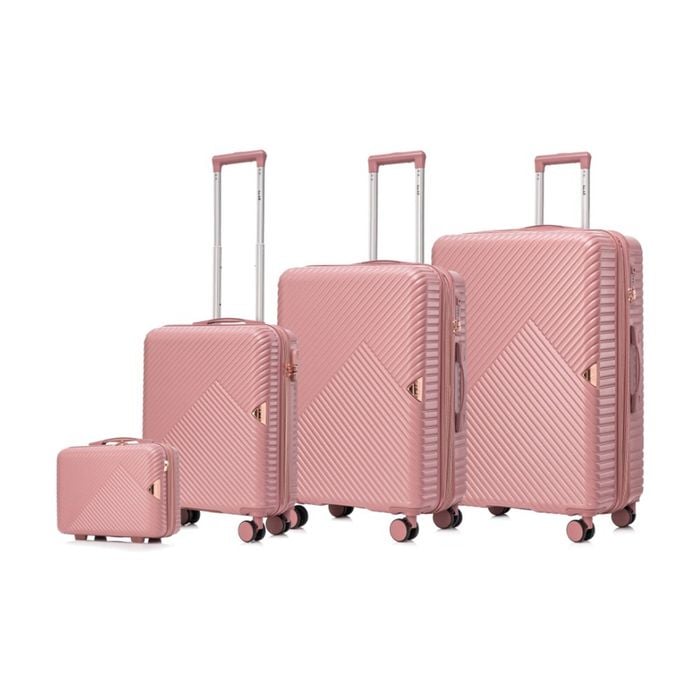 4pc Kate Hill Georgia Hard Suitcase Beauty Case Travel Luggage Set Dusty Pink