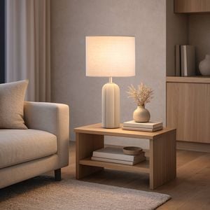 Astin Sinclair White Veda Ribbed Ceramic Table Lamp Twin Pack