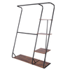 Freestanding Closet With 3 Shelves Organizer Storage Clothes Hanger Rail Garment Shelf Shoe Rack