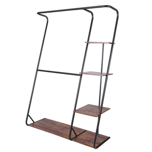 Freestanding Closet With 3 Shelves Organizer Storage Clothes Hanger Rail Garment Shelf Shoe Rack