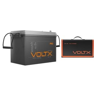 Voltx 12v 200ah Lifepo4 Lithium Battery + 100w Solar Panel, Off-grid Power Setup, Solar Charging Starter Kit