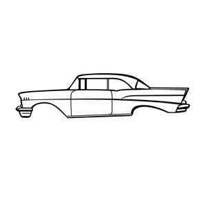 Ignite Laser 57 Chevrolet 2 Door Silhouette Metal Wall Art Rustic Metal 47inch/120cm