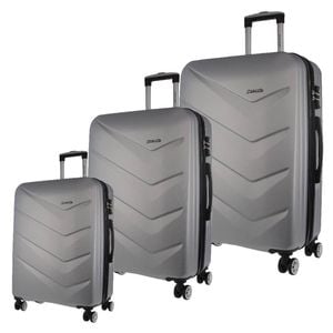 3pc Pierre Cardin Hard-Shell Suitcase Cabin Travel Luggage Set Silver