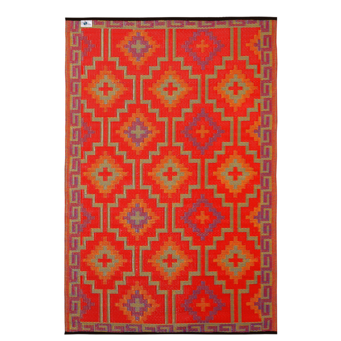 Fab Habitat 270x360cm Orange Lhasa Recycled Plastic Outdoor Rug