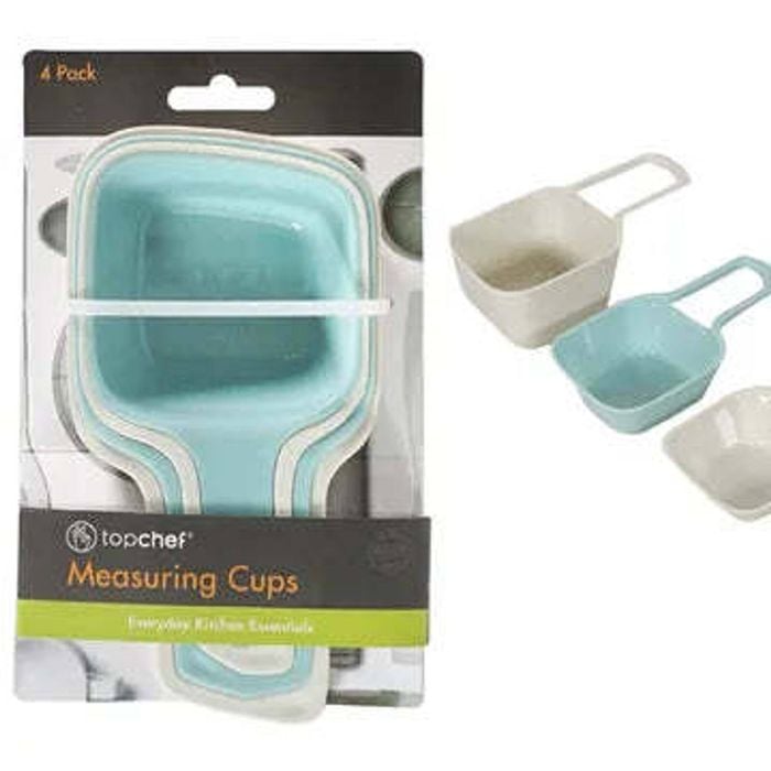 4pc Top Chef Measuring Cups ABS Plastic Lightweight Set 1/4 1/3 1/2 1 Cup