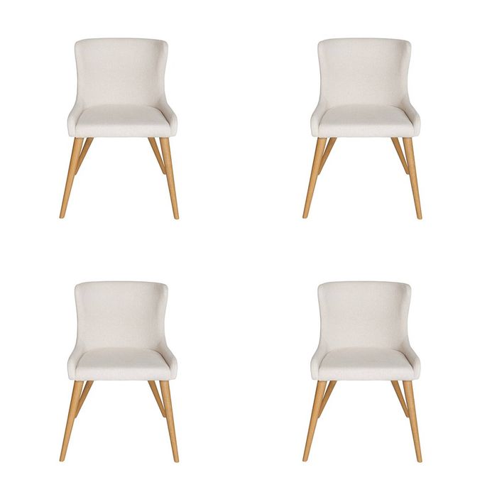 Pack of 4 | Osaka Upholstered Dining Chair | Natural Legs - Ivory Fabric