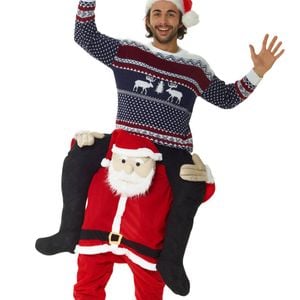 Festive Adults Ride On Santa Piggyback Christmas Costume - One Size