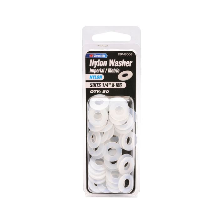 Zenith 1/4" And M6 Nylon Washer - 50 Pack