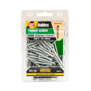 Buildex® 8 - 10 x 40mm Zinc Alloy 3 Trim Head Timber Screw - 100 Pack