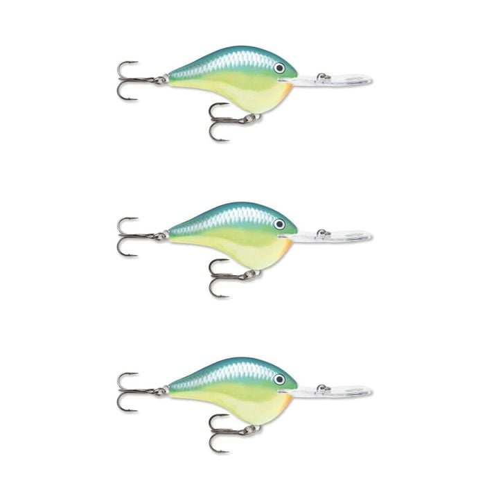 3x Rapala Dives to 20ft Crankbait Lures with Deep Diving Metal Disc - Caribbean