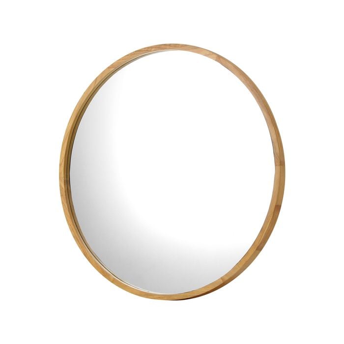 Oikiture 50cm Round Wall Mirrors Wooden Home Decor