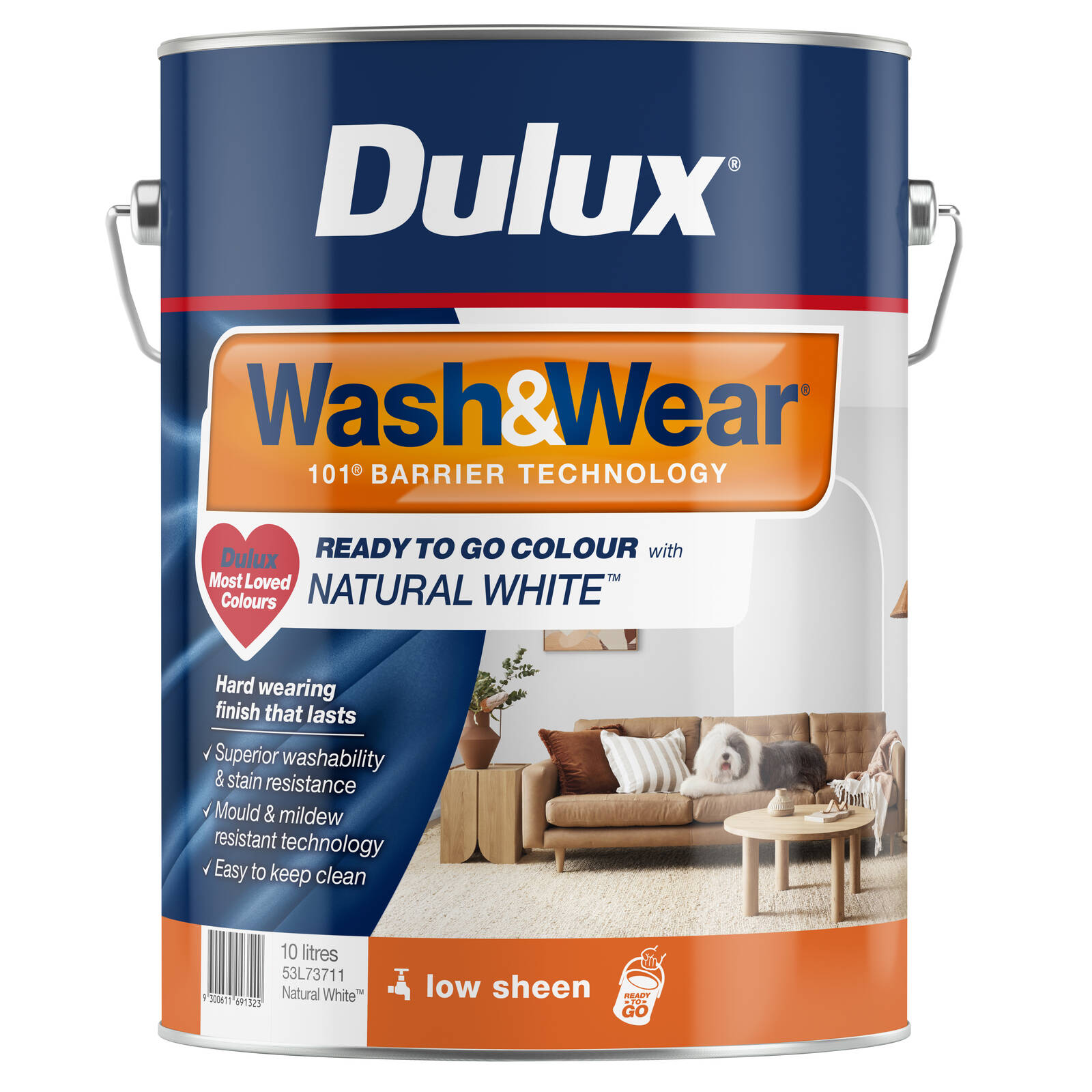 Dulux 10L Natural White Low Sheen Wash Wear Interior Paint Bunnings Australia