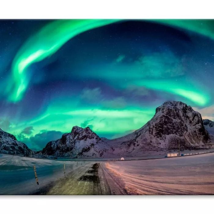 Northern Lights Explosion on Snowy  Print 100% Australian Made 90 x 60cm  (Stretched)
