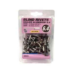 Zenith Blind Rivet Sealed Alum 3/16"D x 1/4"G 100pk