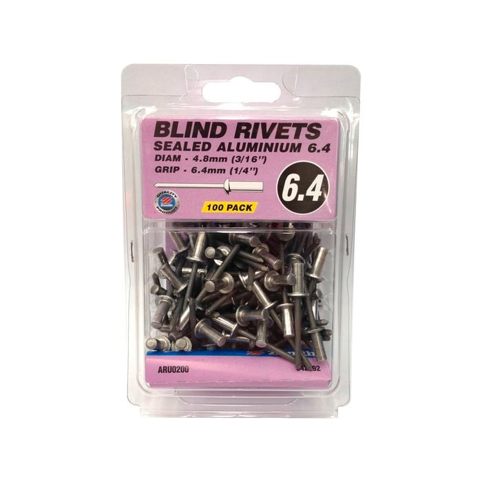 Zenith Blind Rivet Sealed Alum 3/16"D x 1/4"G 100pk