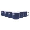 Argon Tableware 375ml Enamel Belly Mugs - Navy - Set Of 6 Metal Drinking Cups Coffee Teacup Mug Set Hot, Cold Drinks Cups