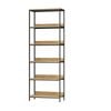 Oikiture Display Shelf 5 Tier Bookshelf Storage Shelves Black and Natural