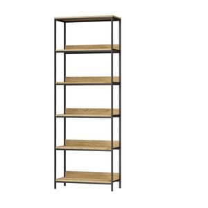 Oikiture Display Shelf 5 Tier Bookshelf Storage Shelves Black and Natural